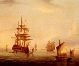 James E. Buttersworth Sailing Vessels Off A Coastline painting